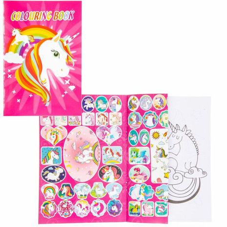 UNICORN / EENHOORN KLEURBOEK 20x14 Cm. MET STICKERS 