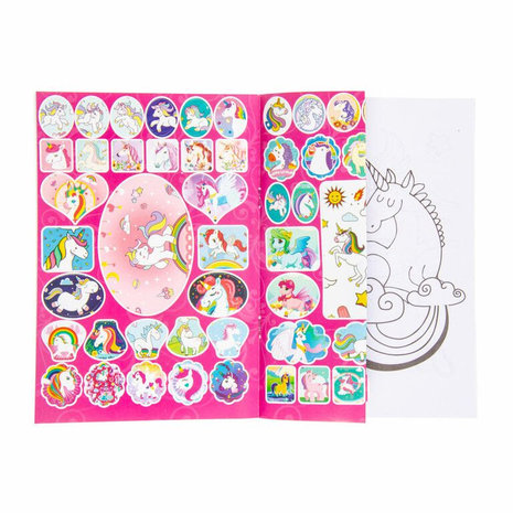 UNICORN / EENHOORN KLEURBOEK 20x14 Cm. MET STICKERS 