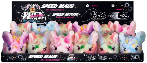 Pluche Turbo Speed muis 12cm, 4 assorti