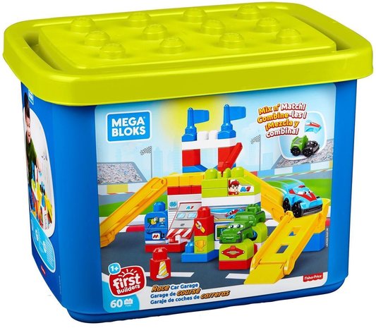 MEGA BLOKX RACE CAR GARAGE 60OCS 27X36CM