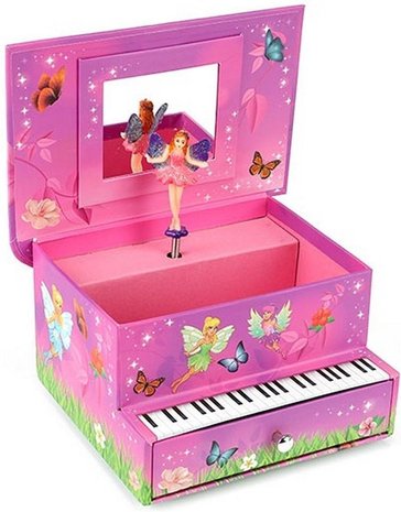 FAIRIES Sieraden muziekdoos Piano met elfje 9x17cm	