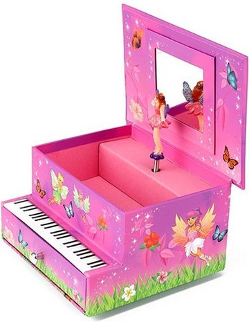 FAIRIES Sieraden muziekdoos Piano met elfje 9x17cm	