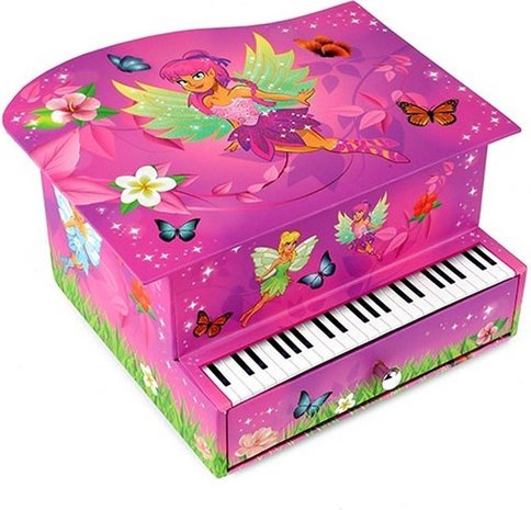 FAIRIES Sieraden muziekdoos Piano met elfje 9x17cm	