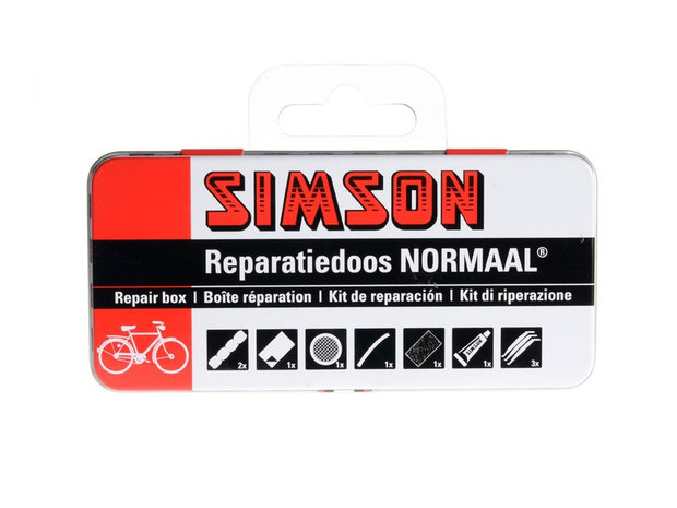 Simson reparatiedoos Normaal 8 x 6 cm aluminium rood 10-delig