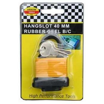 Hangslot 40 mm rubber geel b/c