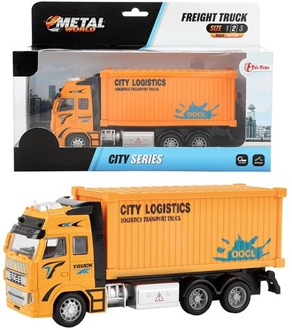 METAL CONTAINER VRACHTWAGEN 1:38 PULLBACK 17X25CM