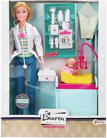 LAUREN TIENERPOP 29CM DOKTER INCL. ACCESSOIRES EN BABY