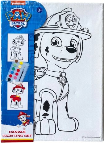 PAW PATROL VERFSET + VOORBEDRUKT CANVAS 4 ASSORTI 18X25CM