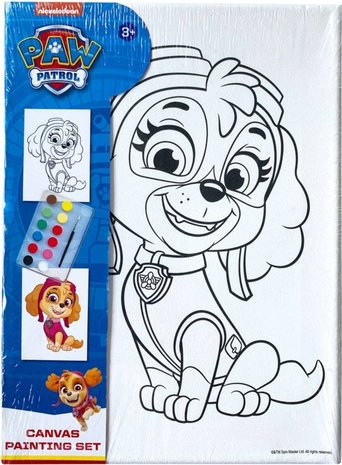 PAW PATROL VERFSET + VOORBEDRUKT CANVAS 4 ASSORTI 18X25CM