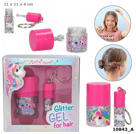 DEPESCHE YLVI &amp; THE MINIMOOMIS GESCHENKBOX GLITTER HAARGEL 11X11X4CM