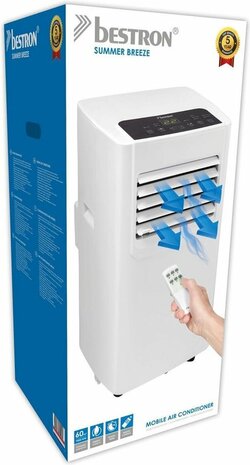 Bestron mobiele airco, airconditioning voor ruimtes tot 28m&sup2;, koelvermogen 2,1 kW, met CFC vrije koelmiddel, 7.000 BTU/h, kleur: wit