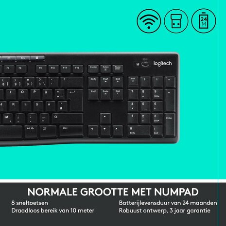 Logitech MK270 - Draadloos Toetsenbord en Muis - Qwerty