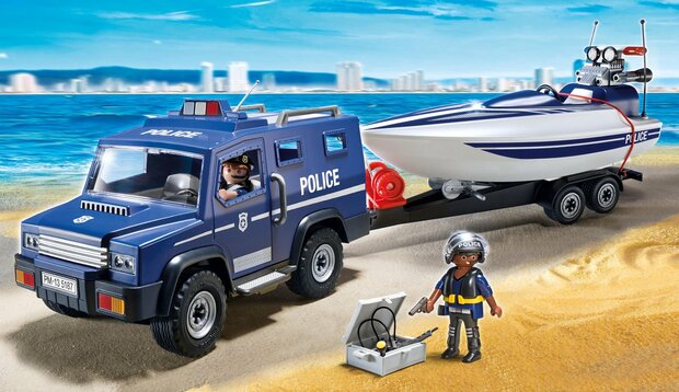 PLAYMOBIL City Action Politietruck met Speedboot - 5187