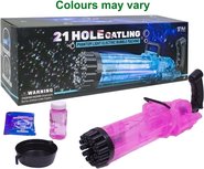 Bellenblaas machine 21HoleGatling B/O met licht assorti 14x38cm Bellenblaas machine 21HoleGatling B/O met licht assorti 14x38cm